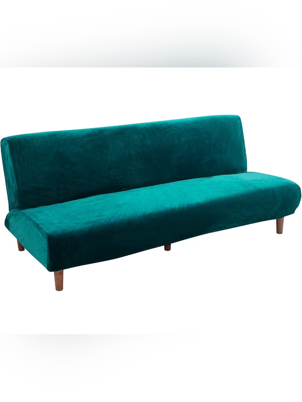 Teal Velvet Armless Sofa Slipcover
